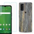thumbnail image 1 of Slim-Fit Gel TPU Phone Case for Cricket Dream 5G, with Tempered Glass Screen Protector, by OneToughShield ® - Marble/Camo, 1 of 2