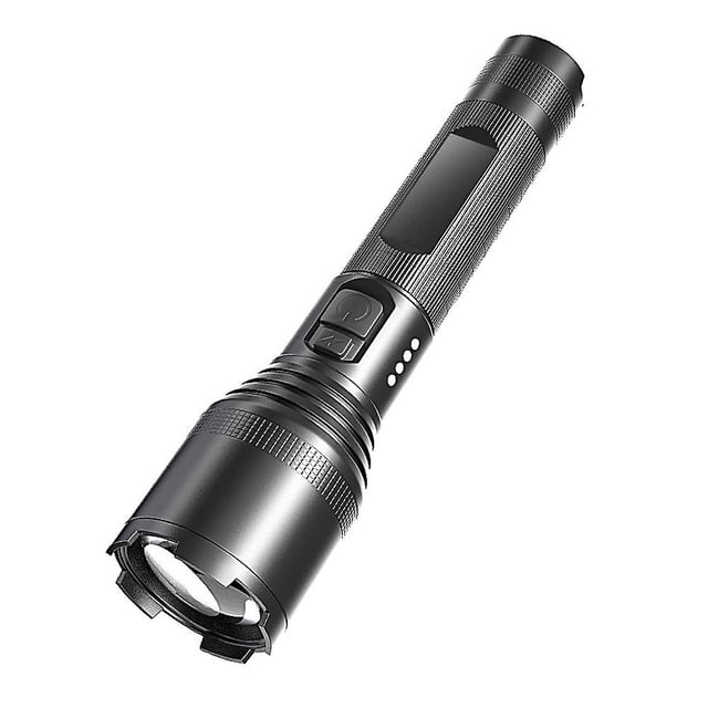 Linterna LED recargable con zoom, batería y cable USB para senderismo