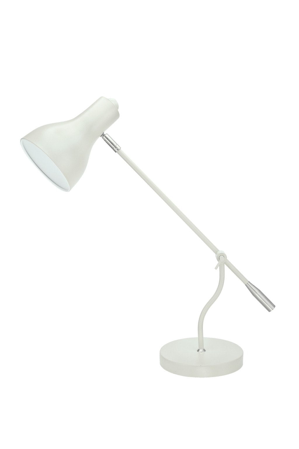 Milky Ivory Metal Desk Lamp with Adjustable Arm, 22.5" Height