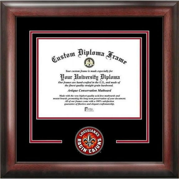 Campus Images LA993SD-1185 8.5 x 11 in. University of Louisiana-Lafayette Spirit Diploma Satin Mahogany Frame
