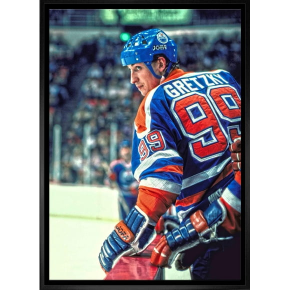 Frameworth Wayne Gretzky 20x29 Framed Canvas Oilers On Bench