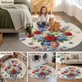 thumbnail image 5 of 4th of July Floral Round Area Rug 7Ft Washable Circle Rugs for Dorm Laundry Room, Vintage Red Blue Roses Patriotic Non-Slip Carpet Floor Mats Indoor Outdoor Carpet Runner Aesthetic Home Decor, 5 of 8