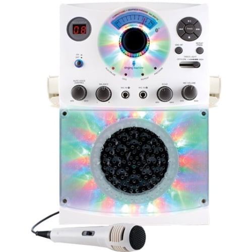 The Singing Machine SML385BTW Bluetooth Karaoke System with LED Disco Lights & Microphone (White)