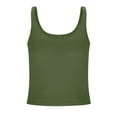 thumbnail image 3 of Fanxing Army Green 01 Build in Bra Tank Tops for Women M Summer Spaghetti Strap Camisole Basic Padded Tank Top with Built in Bra Workout Yoga Shirts （Women's S-2XL), 3 of 6