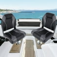 thumbnail image 2 of Lumiparty 2 Pack Folding Boat Seats, High Back Fishing Boat Chairs, with 4" Thick Sponge Padding and Hinge, Black & Gray, 2 of 6