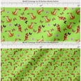 thumbnail image 2 of Soimoi Green Cotton Voile Fabric Insect & Cat Animal Printed Craft Fabric by The Yard 56 Inch Wide, 2 of 7