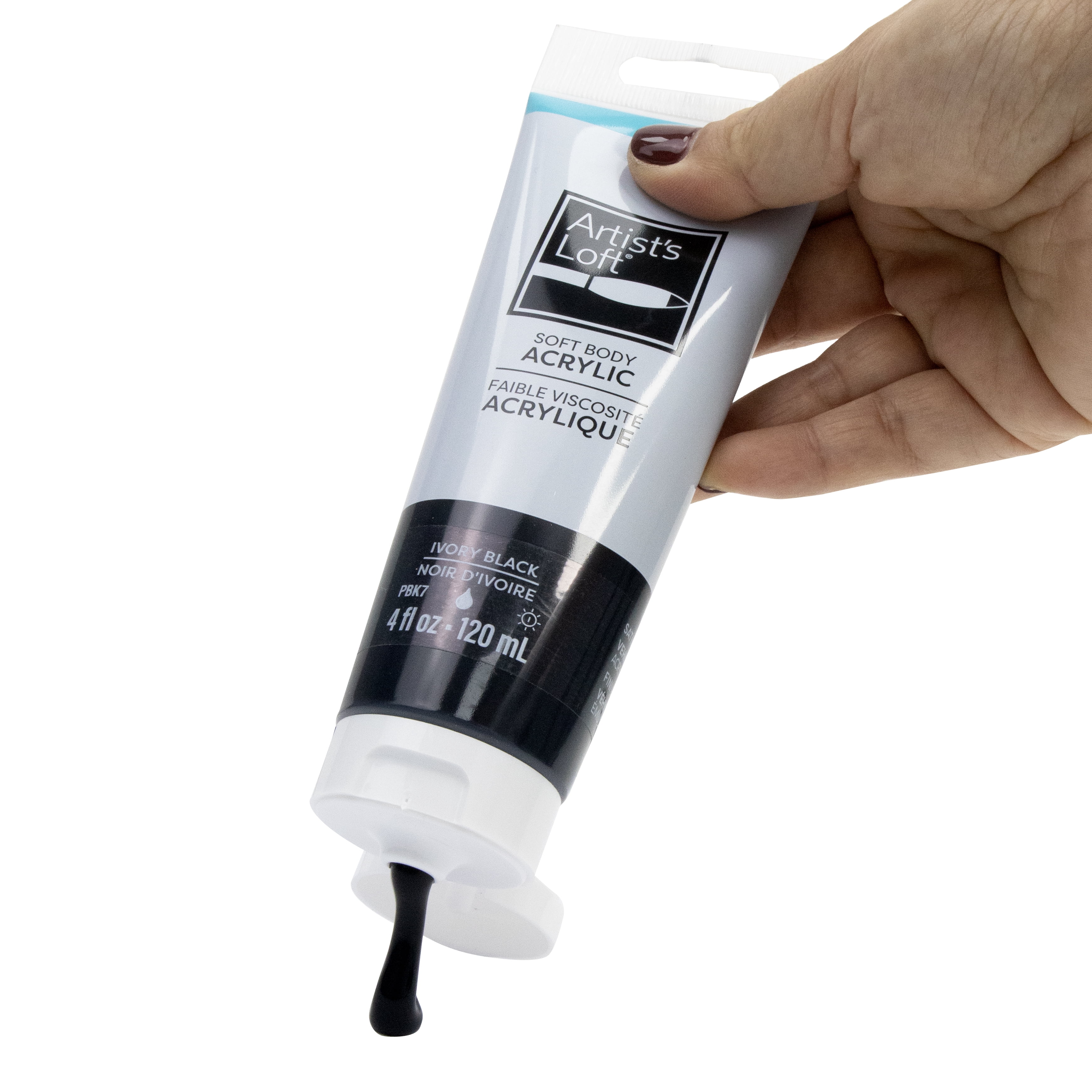 Artist's Loft Soft Body Acrylic Paint, Low Viscosity Satin-Gloss Academic Level 1, Ivory Black, 4 fl. oz., 12-Pack
