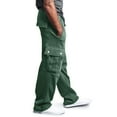 thumbnail image 4 of DODADAWANJ Men's Cargo Pants Big and Tall Drawstring Elastic Waist Pant with Pockets Solid Color Casual Wide Leg Hiking Workout Pant Army Green XXXXXL, 4 of 6