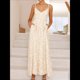 thumbnail image 4 of Vestido Bohemio de Verano 2025 para Mujer, Sin Mangas, con Estampado Floral y Fruncido Amarillo L, 4 of 10