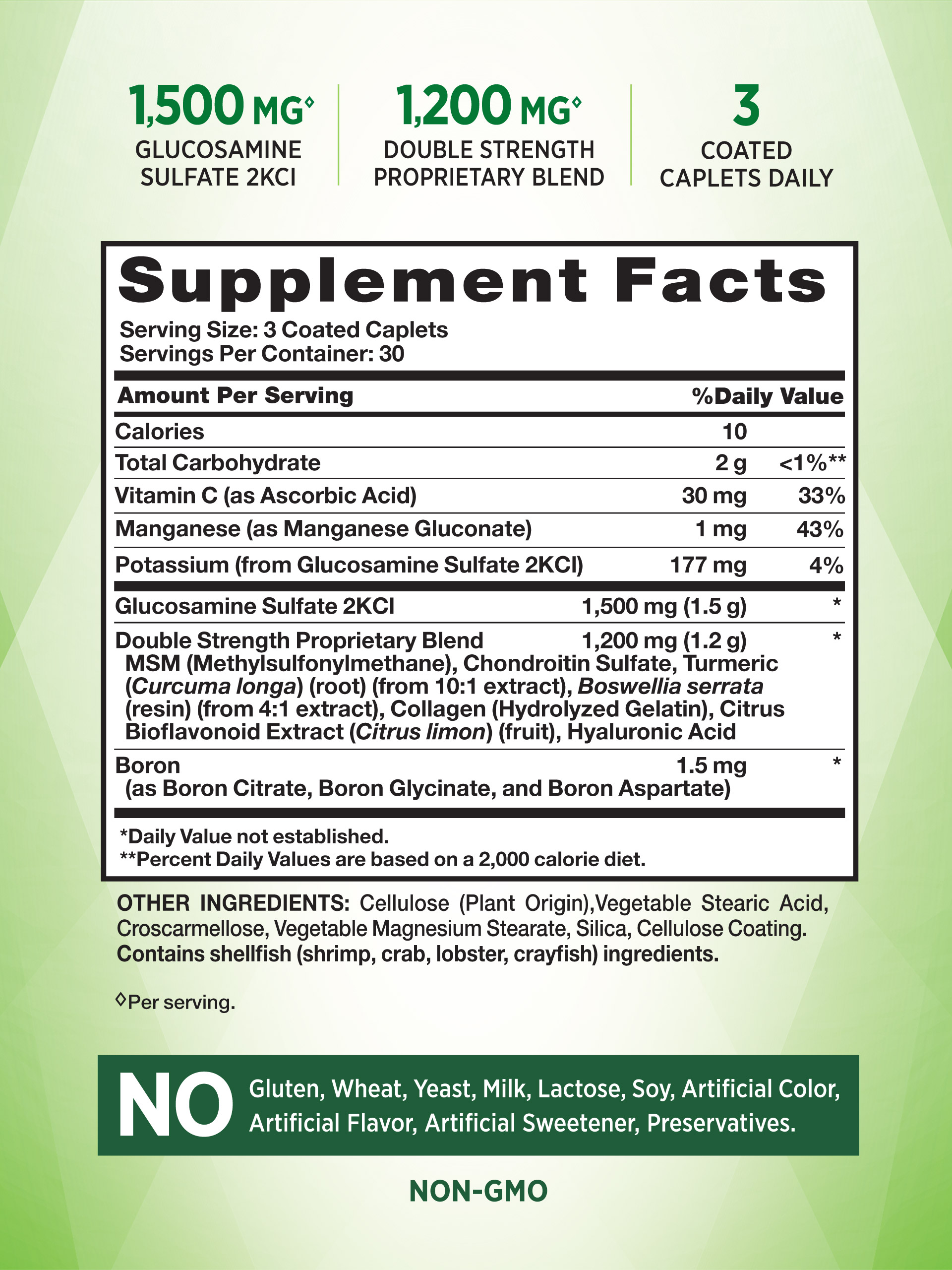 Glucosamine Chondroitin MSM Complex | 90 Caplets  | Double Strength Supplement | Non-GMO, Gluten Free | by Nature's Truth