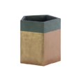 thumbnail image 1 of Pentagonal Shape Cemented Flower Pot With Gold Banded Rim, Gray, 1 of 1