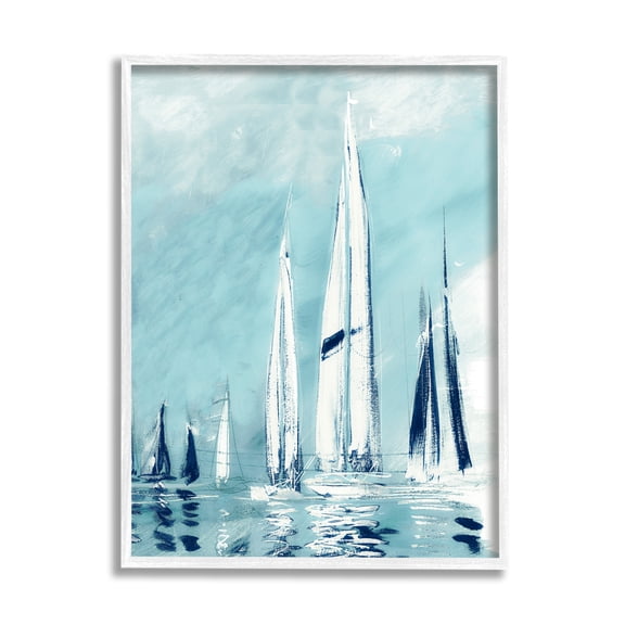 Stupell Indtries Abstract Nautical Row of Sail Boats Fluid Blue,11 x 14,Design by Dan Meneely