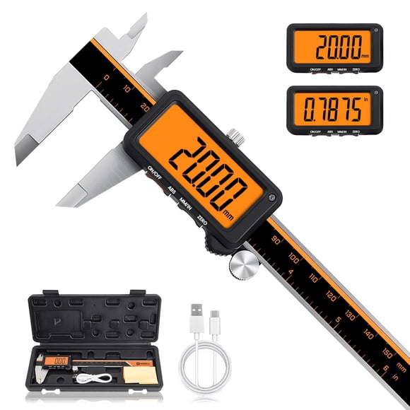 Calibrador digital HARDELL de 15 cm recargable con pantalla naranja