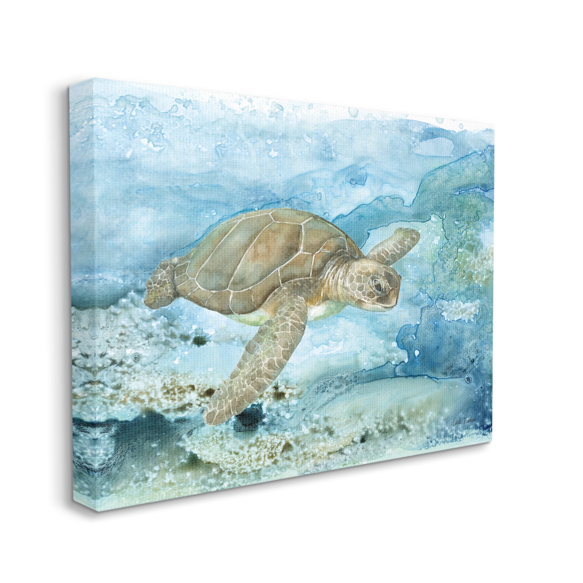 Stupell Industries Modern Sea Turtle Splash Animals & Insects Painting Gallery Wrapped Canvas Print Wall Art, 48 x 36