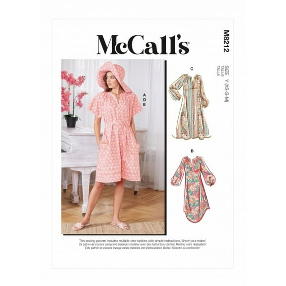 McCall's Misses' Raglan Sleeve Dress Sewing Pattern Kit, Code M8212, Sizes L-XL-2XL, Multicolor Sizes L-XL-2XL Multicolor