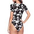 thumbnail image 3 of Uemuo Panda Pattern Women's One Piece Short Sleeve Swimsuit Rash Guard Surfing Modest Quick-drying Swimsuit Beach Essentials-Medium, 3 of 9
