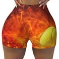 thumbnail image 2 of Gukieu Tennis Ball In Fire Print Women's Sports Shorts, Elastic Waist High Stretch Running Yoga Gym Sweatpants-XX-Large, 2 of 8