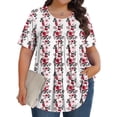 thumbnail image 2 of Pisexur Hauts de Printemps pour Femmes Blouses pour Femmes Décontractées Mode Féminine Imprimé Col Rond Manches Courtes Plissé Ample Multicolore,3TG, 2 of 7