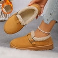 thumbnail image 6 of Women's Furry Lined Suede Casual Shoes Slip On Winter Warm Shoes Platform Non Slip Walking Loafers, 6 of 7