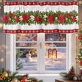 thumbnail image 5 of Christmas Valances for Windows, 54 x 18in, Xmas Floral Poinsettias Pine Leaf Snowflakes Winter Rod Pocket Kitchen Valance Curtain Light Filtering Window Treatments for Living Room Bedroom, 1 Panel, 5 of 7