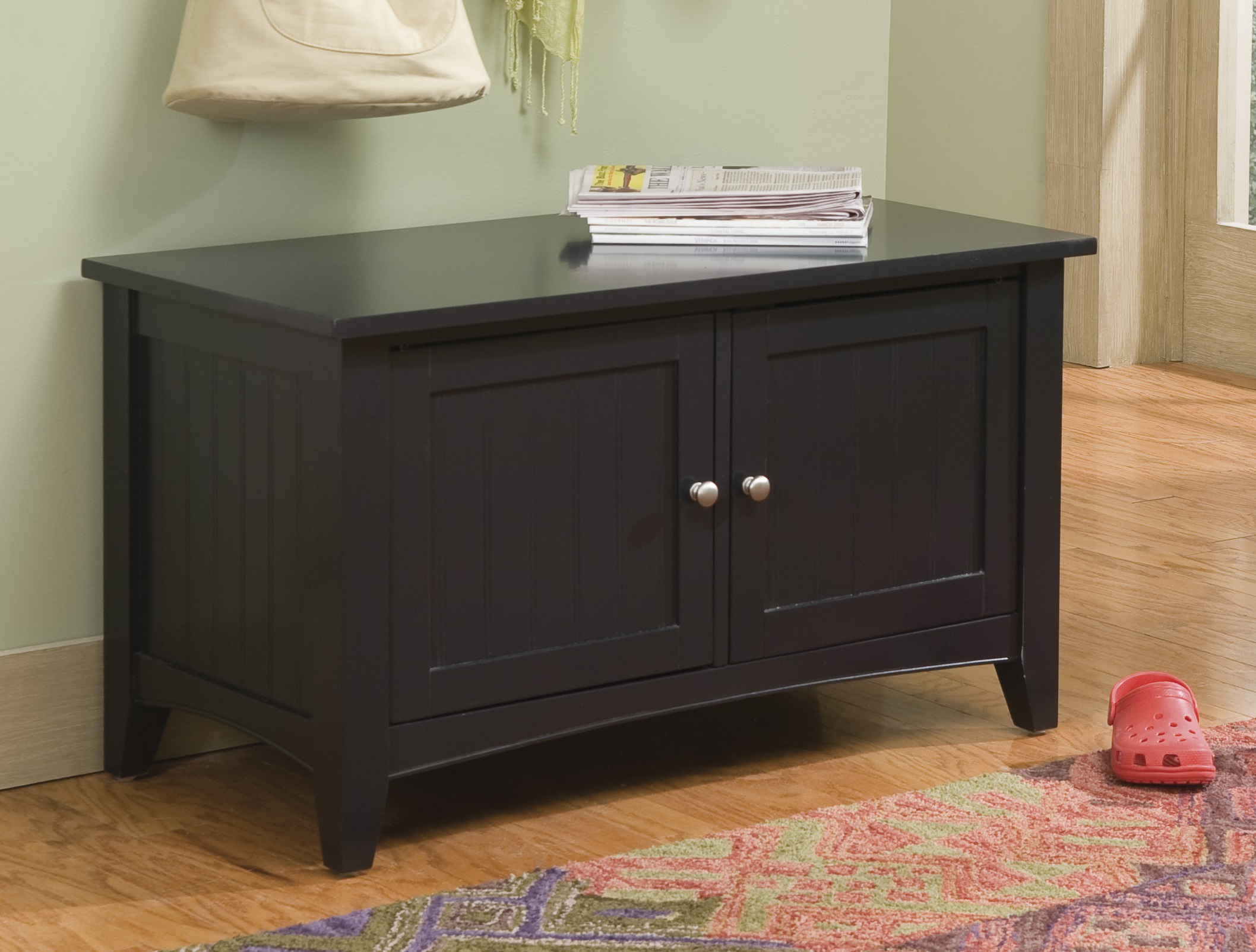 Shaker Cottage Tray Shelf Coat Hook with Cabinet Bench Set, Charcoal Gray