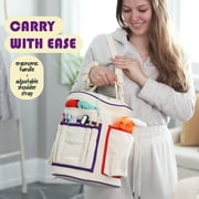 Craftbud Crochet Bag Organizer for Yarn, Durable Knitting Bag For Crocheting Organizer Accessories, White