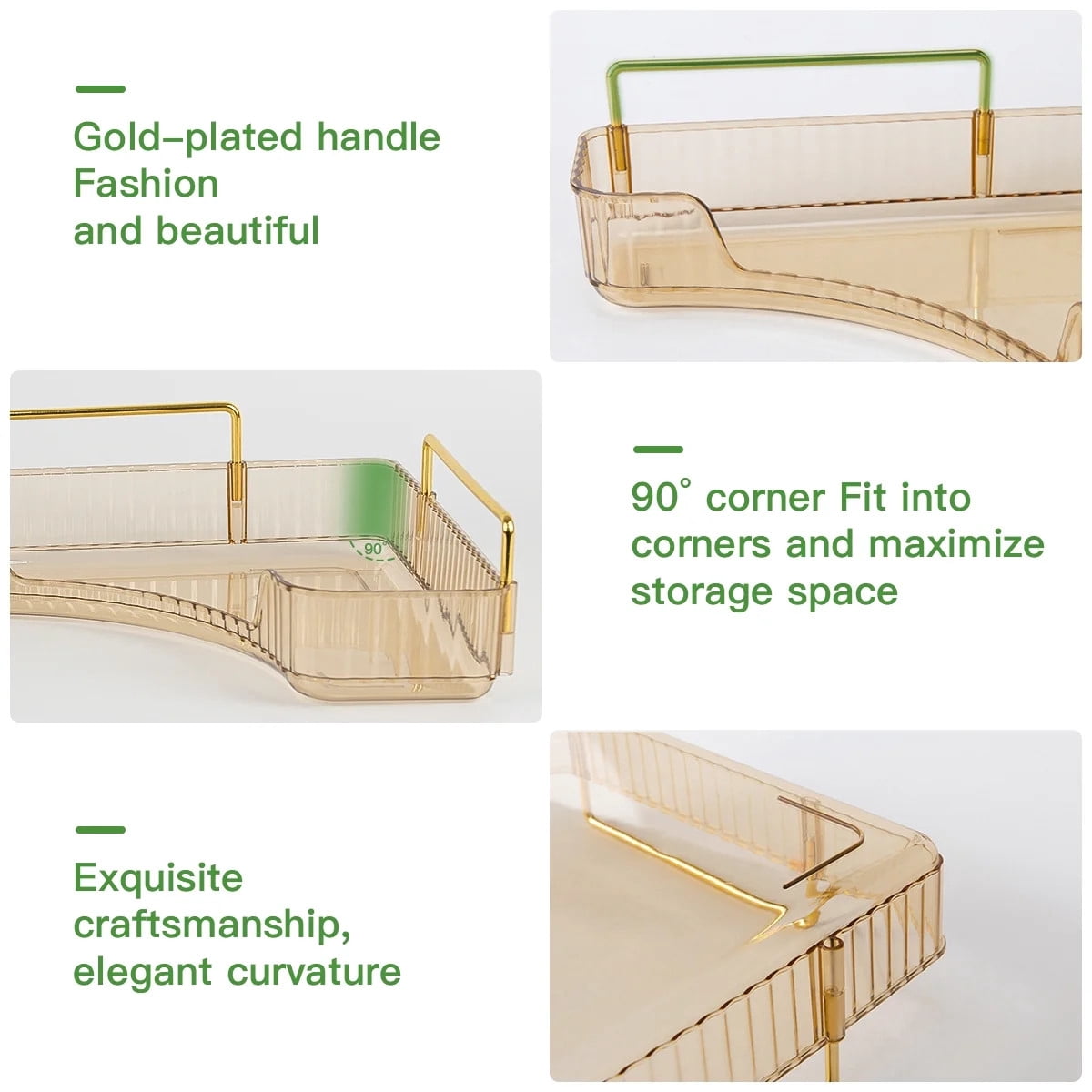 TEAFIRST 3-Tier Makeup Organizer, Bathroom Corner Countertop Organizer Space Saving waterproof Gold