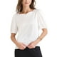 thumbnail image 1 of Blusa de satén de media manga con escote corazón para mujer, edición INSPIRE CHIC, XS, blanca, 1 of 6