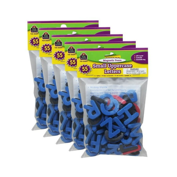 Teacher Created Resources Magnetic Foam: Small Uppercase Letters, 55 Per Pack, 5 Packs