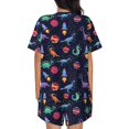 thumbnail image 4 of Womens Pajama Sets With Pocket, Space dinosaur A Lounge Sets Short Sleeve Sleepwear PJ Sets for Women, 4 of 6