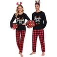 thumbnail image 3 of Jngle-Pijama navideño a juego para pareja, Conjunto de pijama negro con tetas y oropel, bolas y oropel, 3 of 3