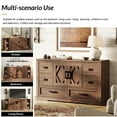thumbnail image 4 of Farmhouse Dresser with 6 Drawers,3-in-1 Dresser 2 Barn Doors and 2 Shelves,Dark Brown, 4 of 7