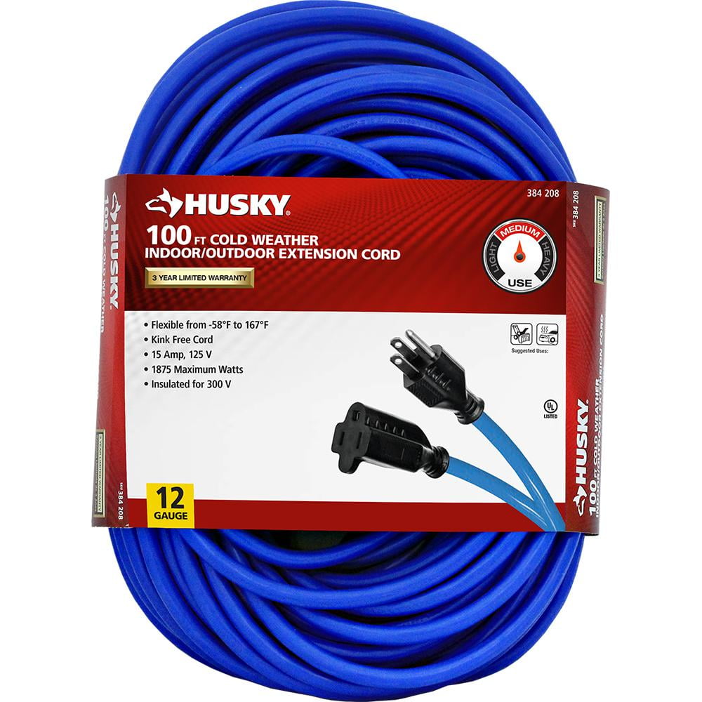 Husky 100 ft. 12/3 (50°) Cold Weather Indoor/Outdoor Extension Cord