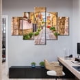 thumbnail image 2 of TISHIRON 5PCS Framed Street Theme Canvas Wall Art Set,60"x40" Town Streets and Flowers Canvas Art Decor, 2 of 7