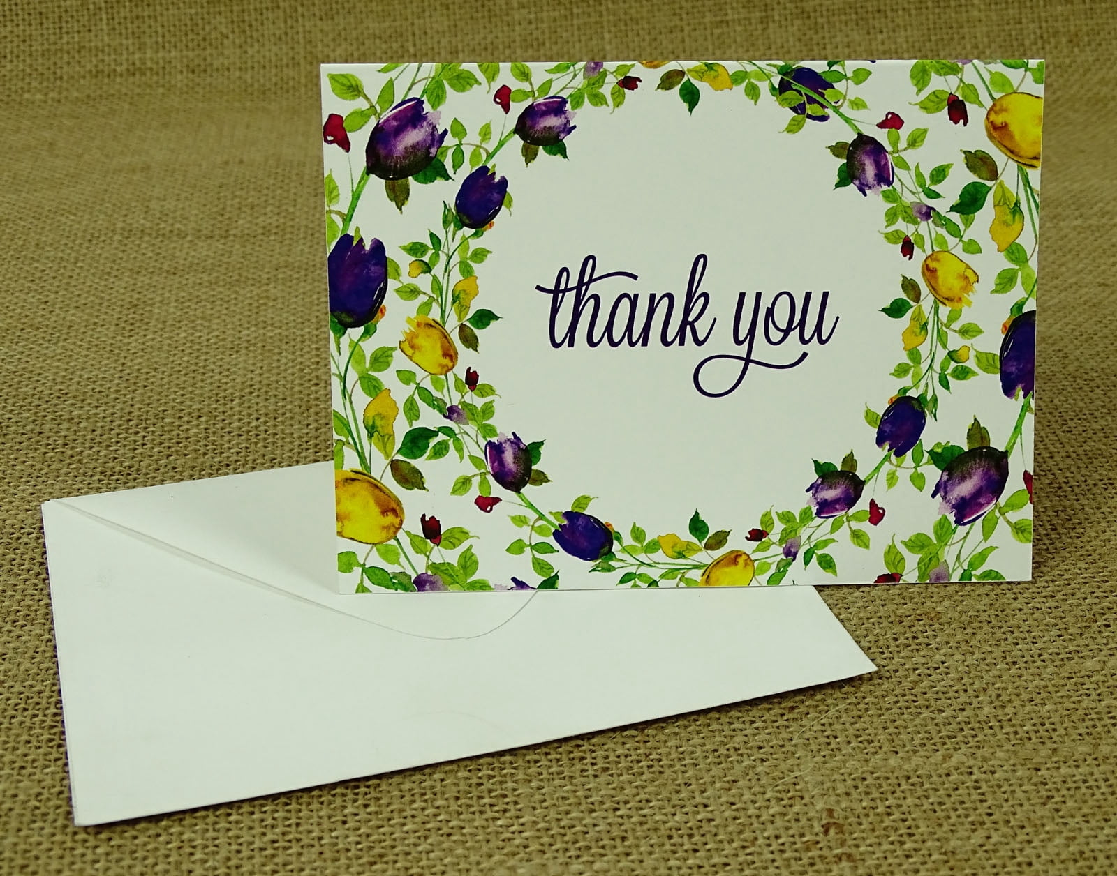Darling Souvenir Pack Of 100 Pcs Floral Wedding Thank You Greeting Cards With White Envelopes