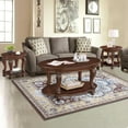 thumbnail image 6 of 22" Retro Round End Table - Solid Wood Side Table with Shelf & Carved Legs for Living Room, Farmhouse Style in Cherry, 6 of 9