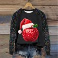 thumbnail image 2 of Pisexur Sweatshirts de Noël pour Femmes Mode Vacances Imprimé Graphique Pomme Rouge Pull Décontracté Manches Longues Col Rond Chandails en Molleton Amples Confortables Automne pour Femmes, 2 of 3