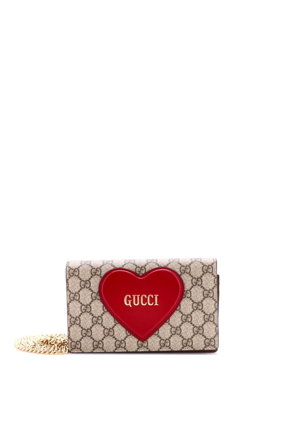 Pre-Owned Logo Heart Chain Wallet GG Coated Canvas By Rebag