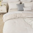 thumbnail image 6 of Whale Flotilla 3-Piece Tufted Queen Size Comforter Set, Soft Fluffy Shabby Chic Comforter for All Seasons, Farmhouse Boho Duvet Bedding Sets with 2 Pillow Shams, 90"x90", White, 6 of 9