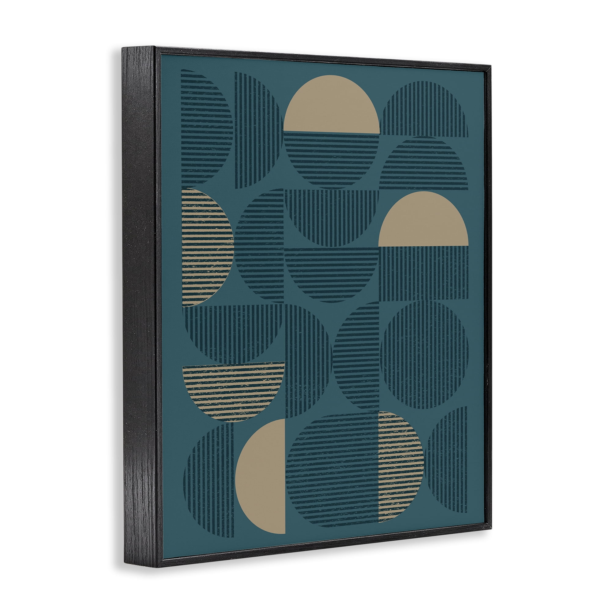 Stupell Industries Deco Arches Blue & Beige Abstract Painting Black Framed Art Print Wall Art, 11 x 14