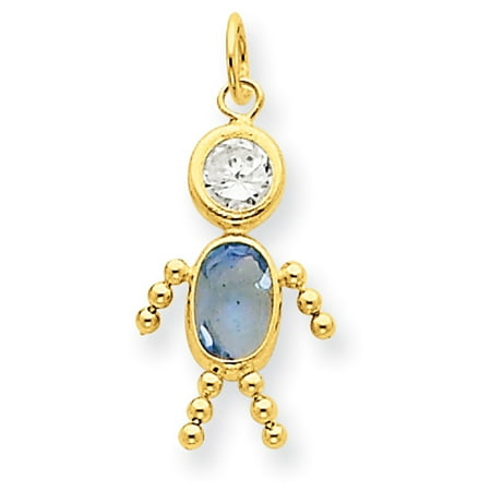 November Birthstone Boy Charm - 14k Yellow Gold March Boy Birthstone Charm