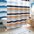 thumbnail image 5 of No Hook Shower Curtain, Orange Grey Striped Shower Curtains for Bathroom with See Through Top Window, Farmhouse Stripes Modern Abstract Art Waterproof & Washable Bath Curtain Long 72"x78", 5 of 9