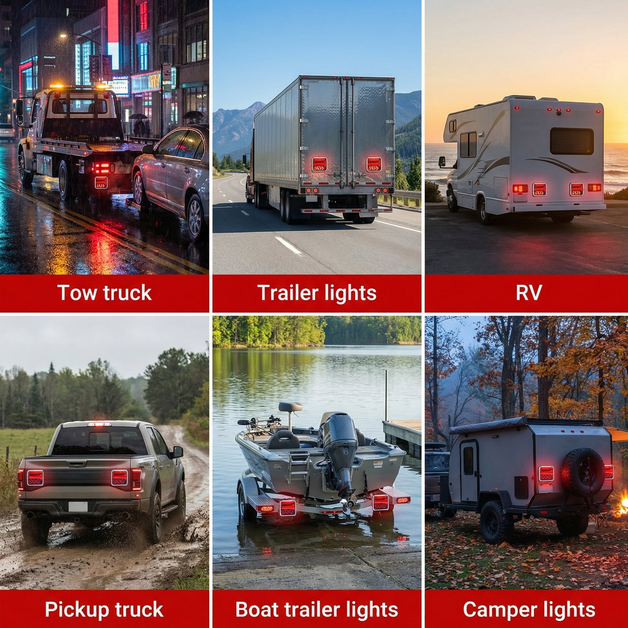 DAYBETTER Wireless Trailer Lights Magnetic, 12-24V Led Wireless Tail Lights for Trailer, Rechargeable Towing Light Kit with Strong Magnets Base for Trucks RV Camper Boat Caravan Vehicle