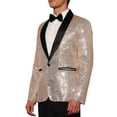 thumbnail image 4 of Lars Amadeus Men's Sequin Sport Coats Shawl Lapel One Button Wedding Shiny Blazer, 4 of 6