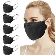 Wirziis 5PCS Disposable Face Masks, 3-ply Breathable Masks, Elastic Ear Loop Mask For Aldults Outdoor Protection Black