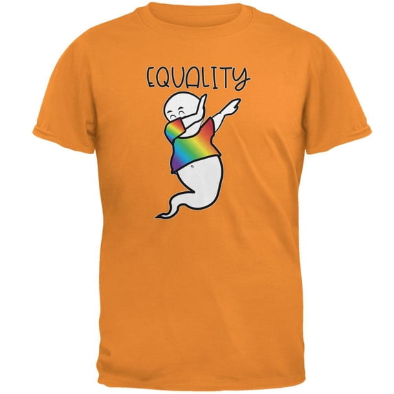 LGBTQ Dabbing Gay Ghost Pride Equality Mens T Shirt Tangerine LG