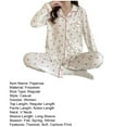thumbnail image 6 of Ptetnvg 2-piece Set Women Pajama Set Women's Winter Pajamas Cartoon Print Soft Long Sleeve Elastic Waist Homewear Top Pants Long-sleeve Home Wear, 6 of 6