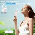 thumbnail image 4 of Handheld Mini Fan Portable Rechargeable 3000mAh USB Battery Powered 22+ Runtime Small Hand Held Fan Pink, 4 of 7