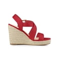 thumbnail image 3 of BLISSFUL STEP Women's Shoes Crisscross Ankle Strap Espadrille Wedge Sandals Red 8.5, 3 of 7