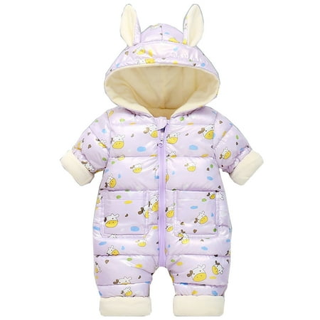

koaiezne Toddler Boys Girls Long Sleeve Winter Cartoon Rabbit Ears Zipper Hooded Jumpsuit Romper Coat Toddler Warm Jacket Winter Coats Girls plus Size